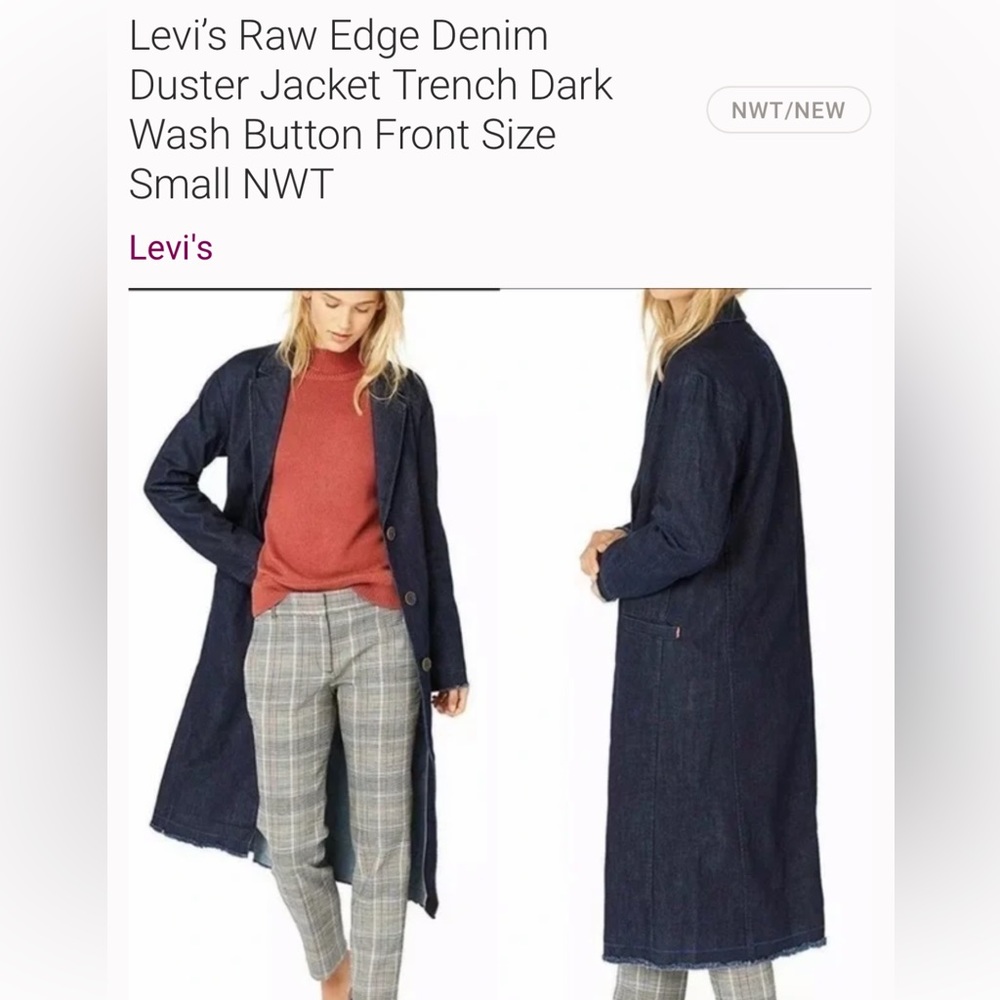 Like New. Levi’s denim raw edge duster. Size small.